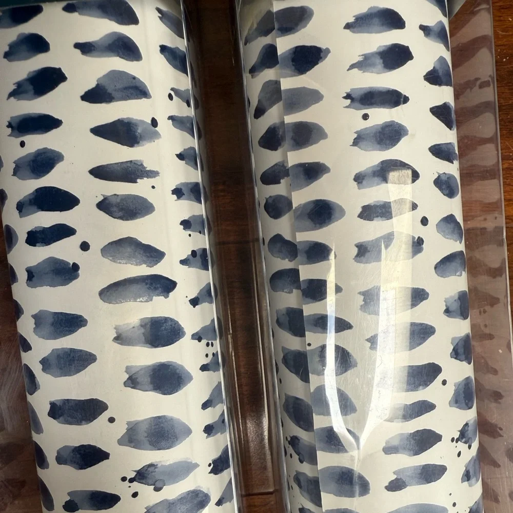 ORIGIN 21 WHITE/BLUE MYSTICAL NAVY DOTS PEEL & STICK WALLPAPER 18’X20”~LOT OF 2